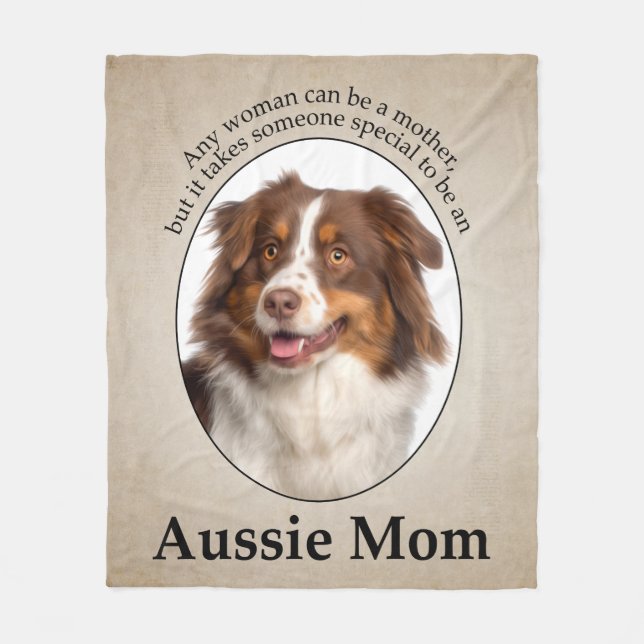 Red Australian Shepherd Mum Fleece Blanket (Front)
