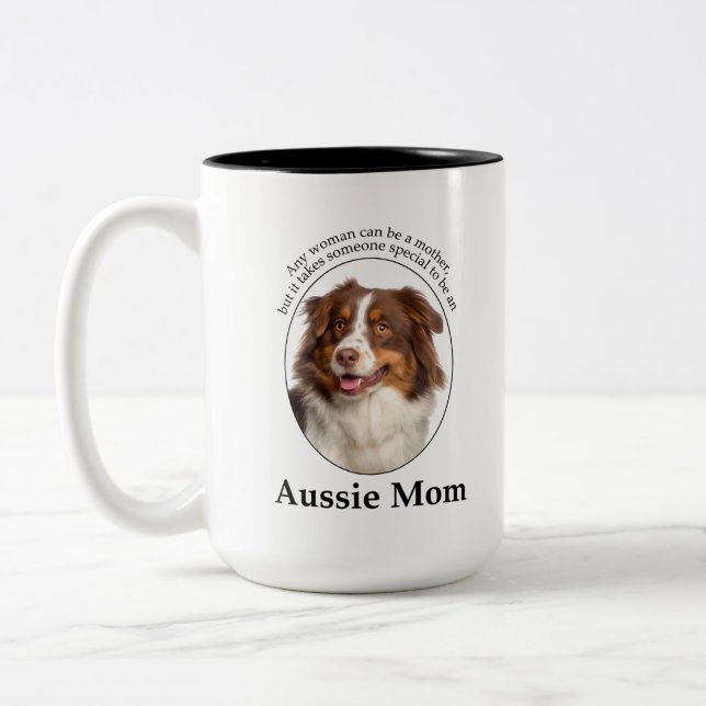 Red Australian Shepherd Mum Two-Tone Coffee Mug (Left)