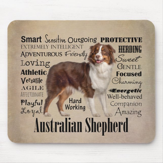 Red Australian Shepherd Traits Mouse Mat (Front)