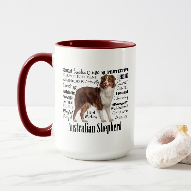 Red Australian Shepherd Traits Mug (With Donut)