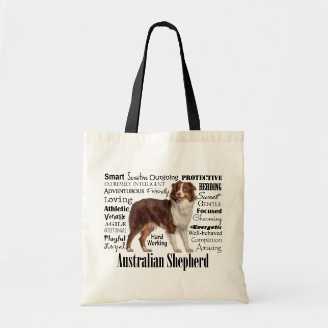 Red Australian Shepherd Traits Tote Bag (Front)