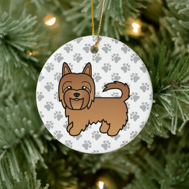 Red Australian Terrier Cute Cartoon Dog Ceramic Tree Decoration (Tree)