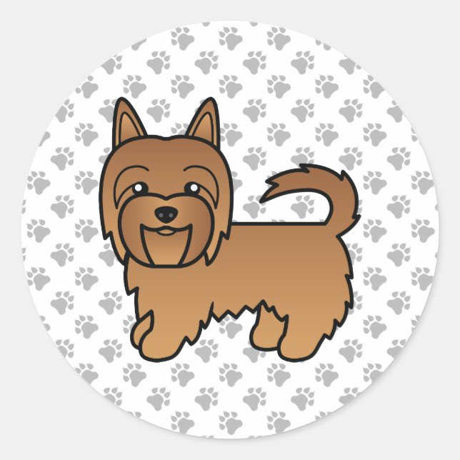 Red Australian Terrier Cute Cartoon Dog Classic Round Sticker (Front)