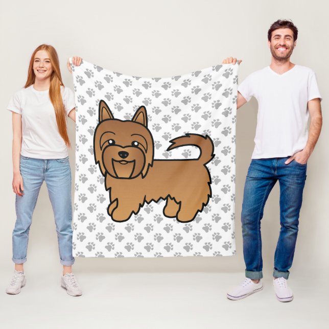 Red Australian Terrier Cute Cartoon Dog Fleece Blanket (In Situ)