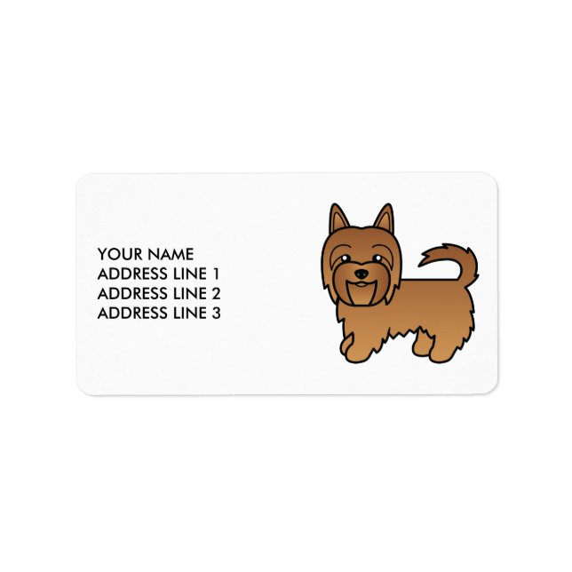 Red Australian Terrier Cute Cartoon Dog Label (Front)
