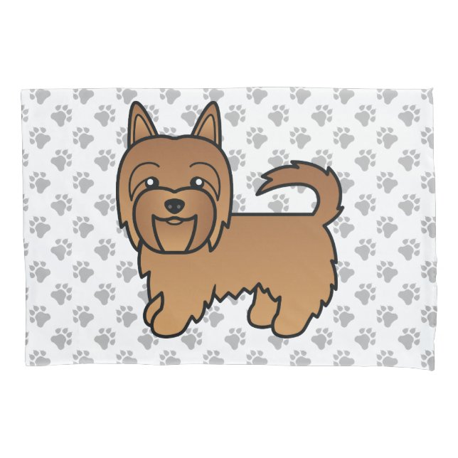 Red Australian Terrier Cute Cartoon Dog Pillowcase (Front)