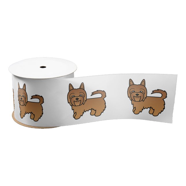 Red Australian Terrier Cute Cartoon Dog Satin Ribbon (Spool)