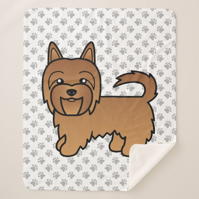 Red Australian Terrier Cute Cartoon Dog Sherpa Blanket (Front)