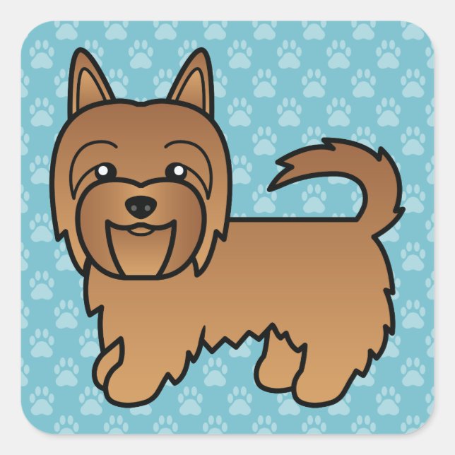 Red Australian Terrier Dog Cartoon Illustration Square Sticker (Front)