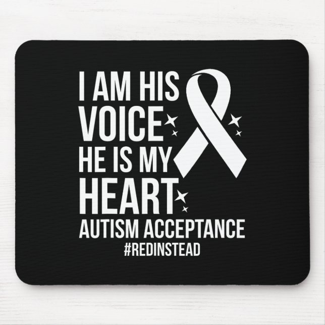 Red Autism Awareness Acceptance Red Instead 2024  Mouse Mat (Front)