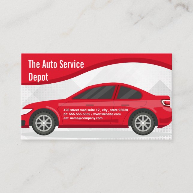 Red Automobile | Car Services | Auto Parts Business Card (Front)