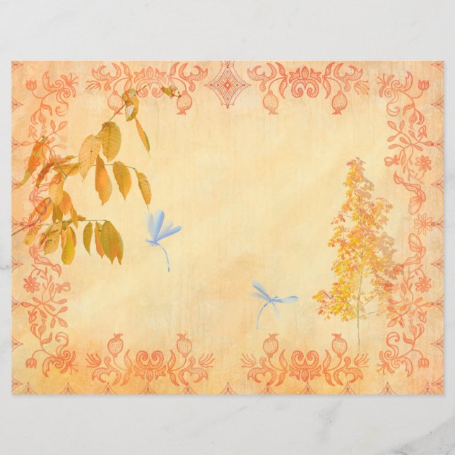 Red Autumn 2 Unlined Junkjournal Paper (Front)