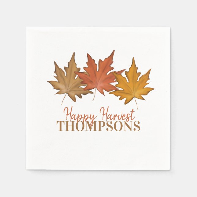 Red Autumn Fall Leaves Rustic Harvest Custom Napkin (Front)