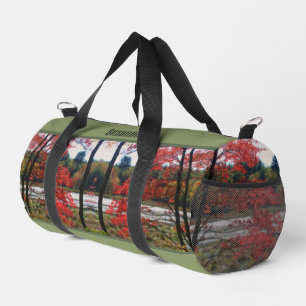 Red Autumn Foliage Marsh Personalised Duffle Bag