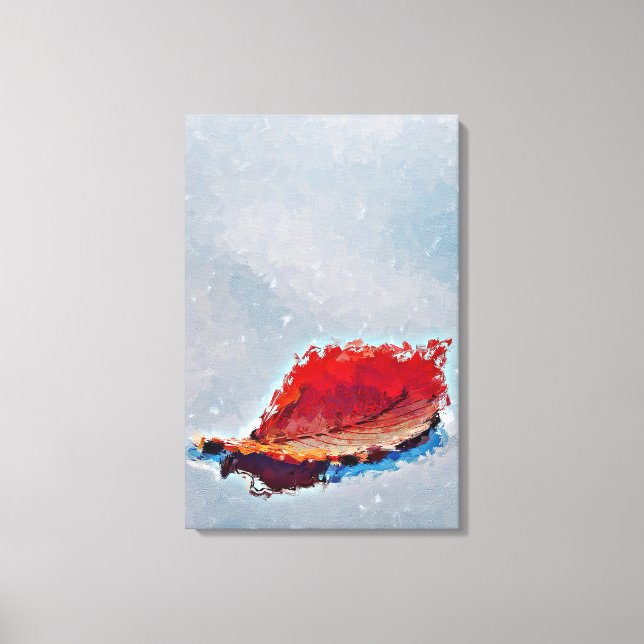 Red Autumn Leaf Floating on Water Canvas Print (Front)