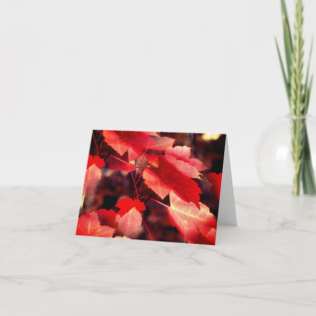 Red Autumn Leaves Customisable Note Card (Front)