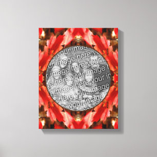 Red Autumn Leaves Frame Create Your Own Photo Canvas Print