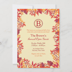 Red Autumn Leaves Invitation