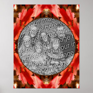 Red Autumn Leaves Nature Frame Add Your Photo Poster