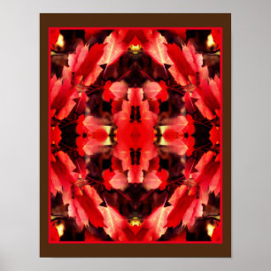 Red Autumn Leaves Nature Painting Abstract Poster