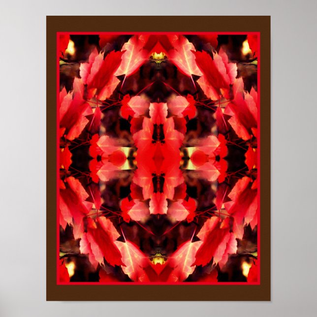 Red Autumn Leaves Nature Painting Abstract Poster (Front)