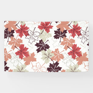 Red Autumn Leaves Pattern White Banner