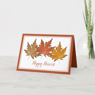 Red Autumn Maple Leaf Elegant Rustic Harvest Holiday Card