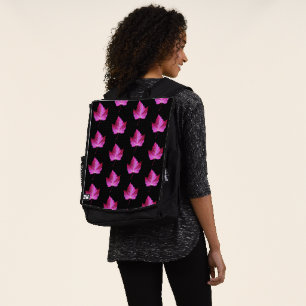 Red Autumn Maple Leaf Pattern on Black Background Backpack