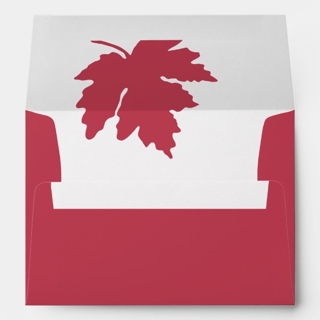 Red Autumn Maple Leaf Wedding Envelope (Back (Bottom))