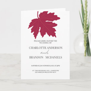 Red Autumn Maple Leaf Wedding Invitation