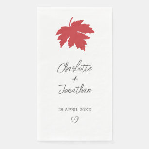 Red Autumn Maple Leaf Wedding Napkin