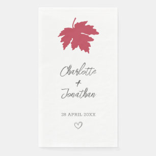 Red Autumn Maple Leaf Wedding Napkin