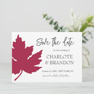 Red Autumn Maple Leaf Wedding Save The Date Invi Invitation
