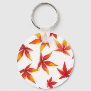 Red Autumn Maple Leaves Key Ring