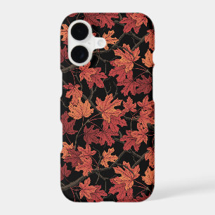 Red Autumn maple leaves on black