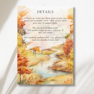 Red Autumn River Forest Fall Wedding Details Enclosure Card