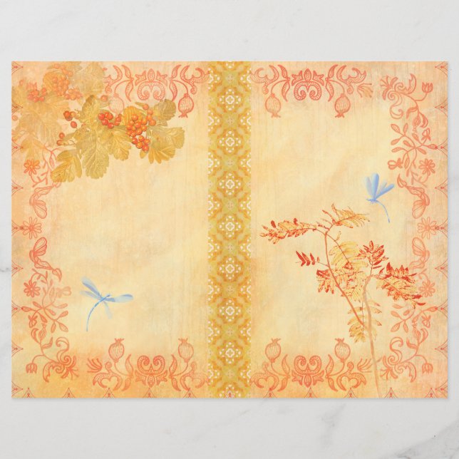 Red Autumn Unlined Junkjournal Paper (Front)