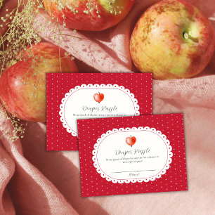 Red Autumn Vintage Apple Diaper Raffle Baby Shower Enclosure Card