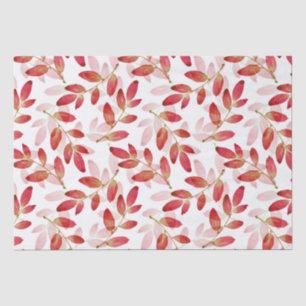 Red Autumn Watercolor Layered Leaves Pattern Tissue Paper