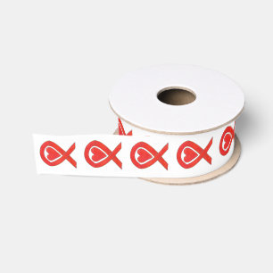 Red Awareness Heart Customised Art Ribbons Grosgrain Ribbon
