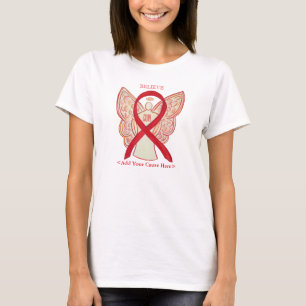 Red Awareness Ribbon Angel Custom Cause Shirts