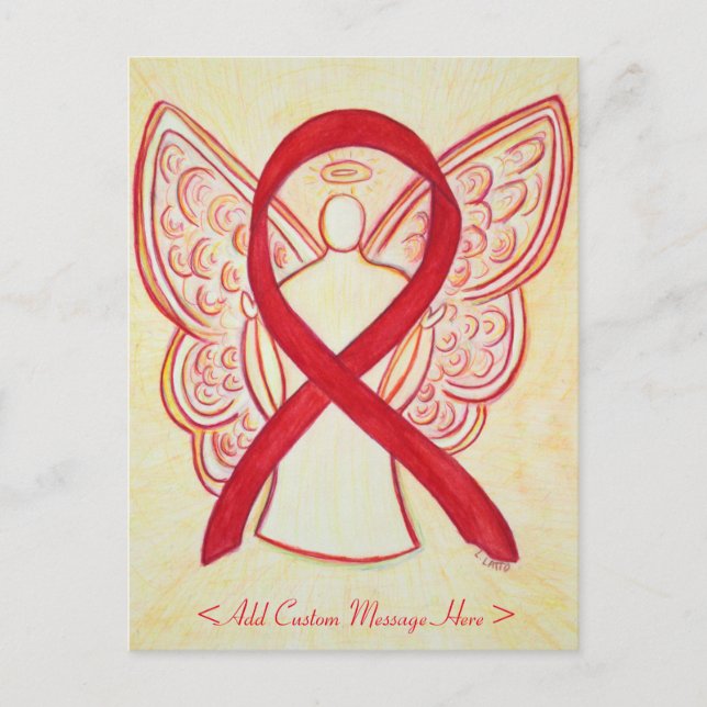 Red Awareness Ribbon Angel Custom Postcard (Front)