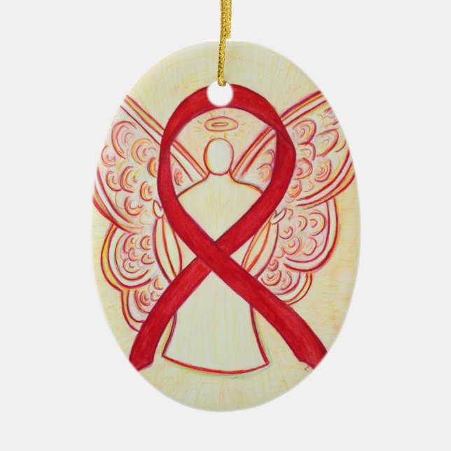 Red Awareness Ribbon Angel Ornament (Front)