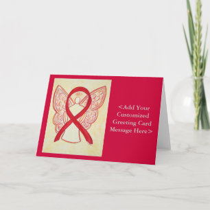 Red Awareness Ribbon Angel Personalised Cards