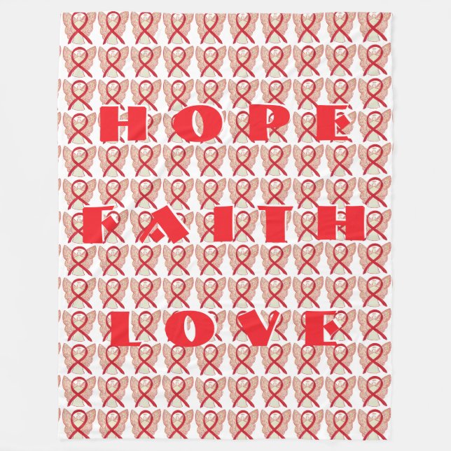 Red Awareness Ribbon Angels Custom Fleece Blankets (Front)