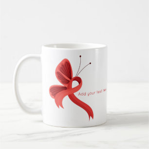 Red Awareness Ribbon Butterfly Coffee Mug