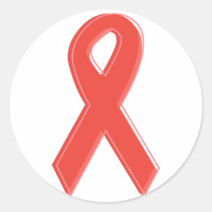 Red Awareness Ribbon Classic Round Sticker