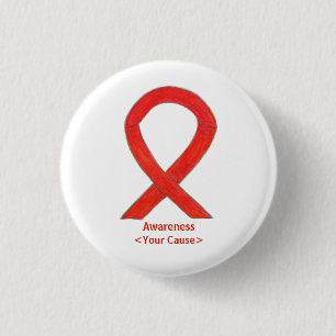 Red Awareness Ribbon Custom Art Pins