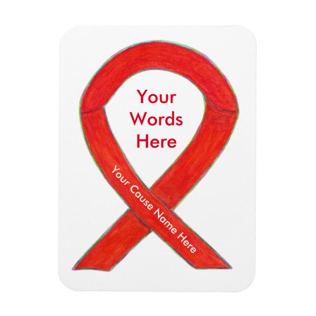Red Awareness Ribbon Custom Cause Gift Magnet (Vertical)