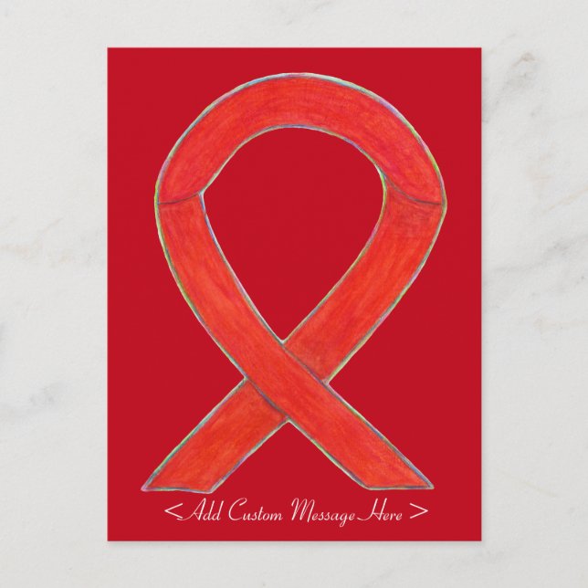 Red Awareness Ribbon Custom Postcard (Front)